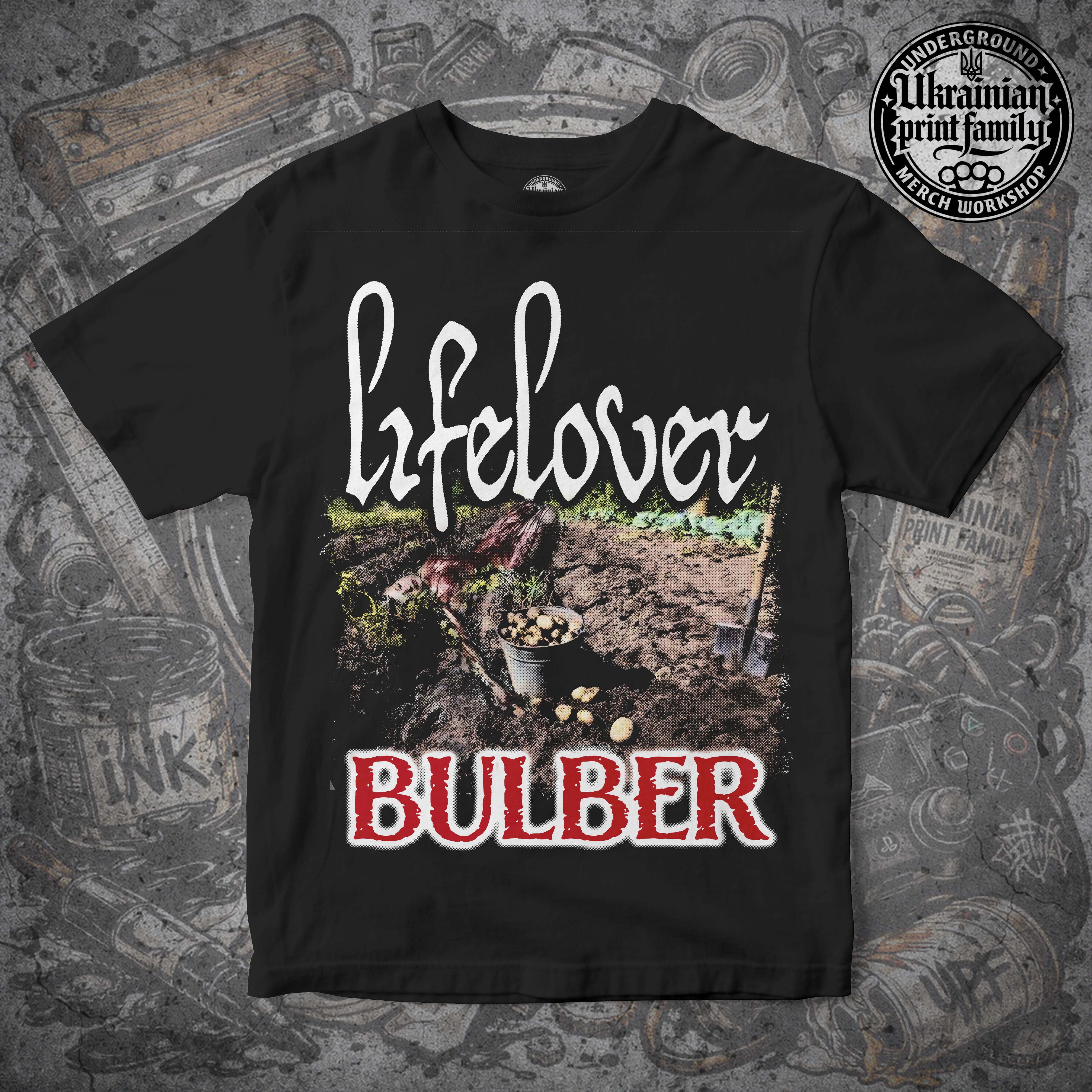Футболка з принтом «LIFELOVER BULBER»